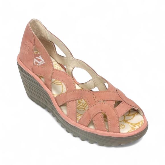 Fly London Yadi Wedge Sandals‎ in Rose EUC Size 39 / 8 -8.5 - Picture 1 of 15